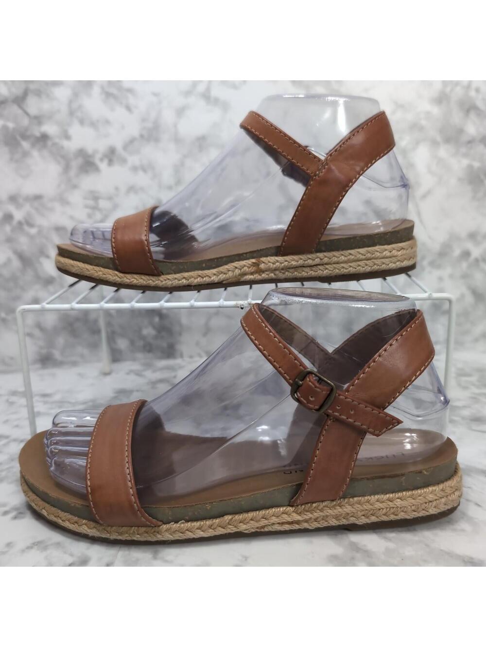 Lucky Brand Garston Espadrille Sandals Leather w/ Buckled Ankle Strap Size 5